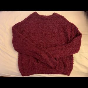 Burgundy Fuzzy Sweater in XS